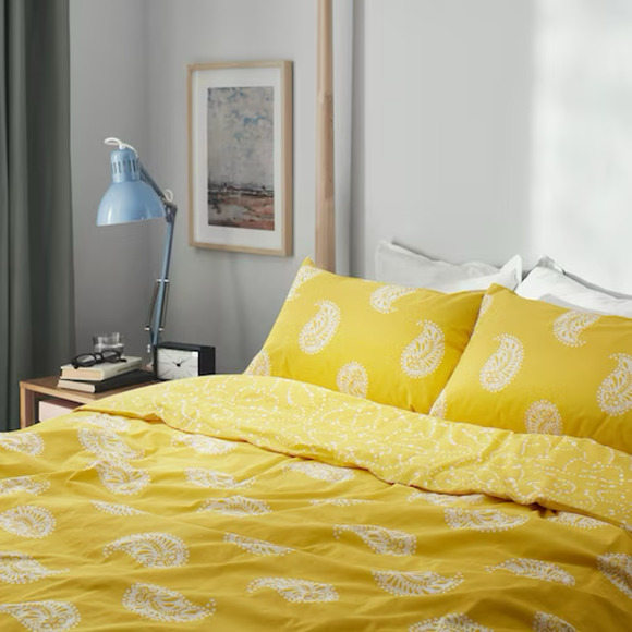 IKEA AROMATISK Duvet Cover And Pillowcases, Yellow, Full/Queen (305.692.79) NEW - Picture 3 of 5